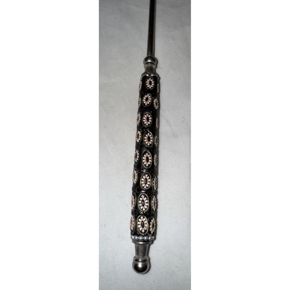 Rhinestone Enameled Jeweled Pattern Candle Snuffer Black MCM 12.5 VTG‎ - Picture 7 of 7